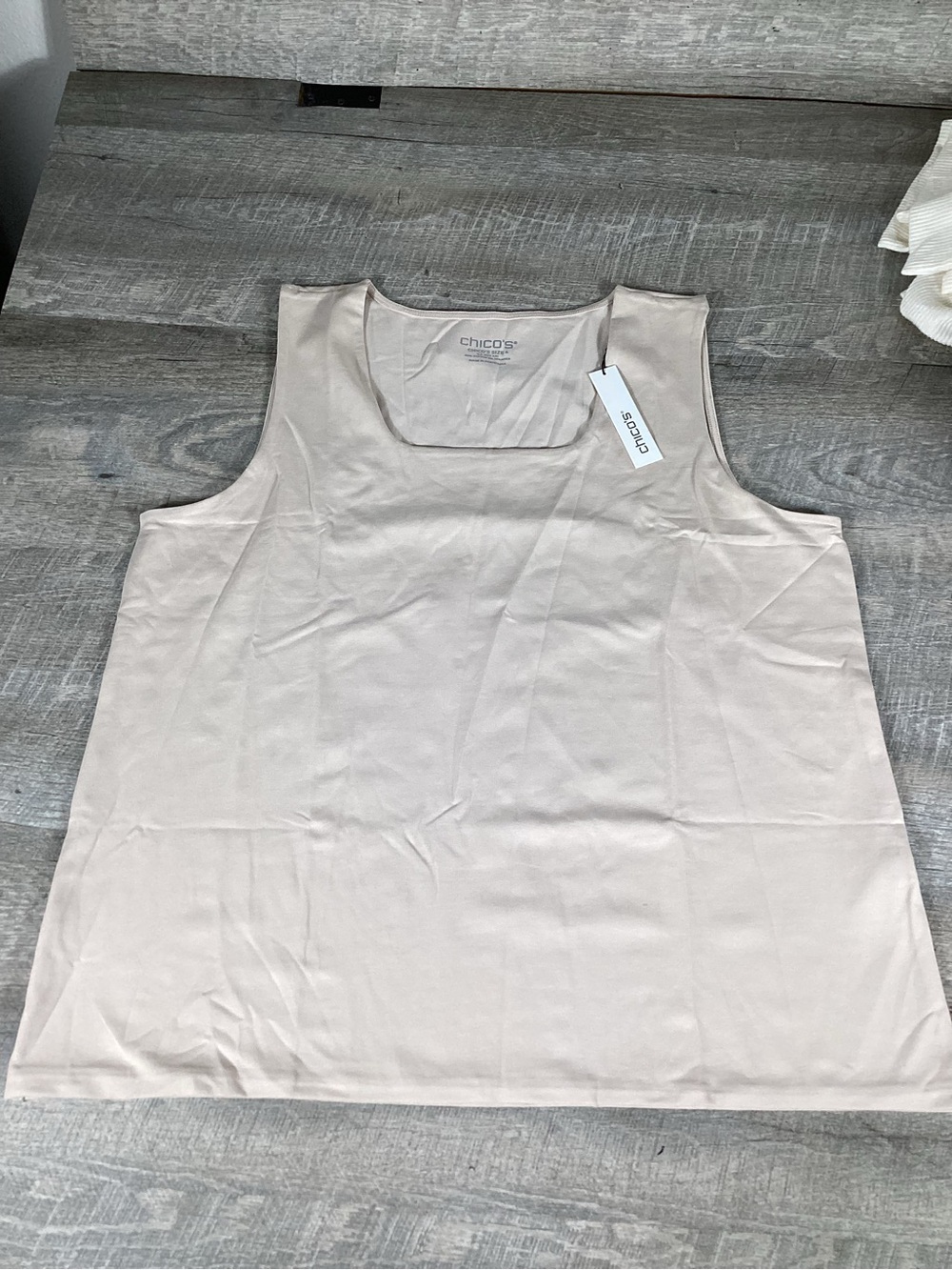 Chico's Women's Sleeveless Square-Neck Tank Top - Light Beige XXL